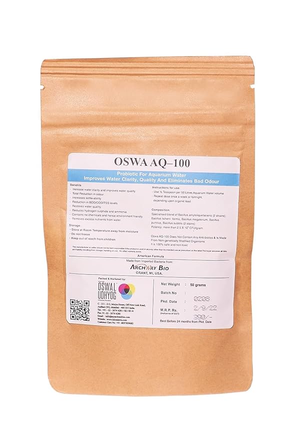 Oswa AQ-100 Aquarium Probiotic – 50GM | Clears Water & Eliminates Odour