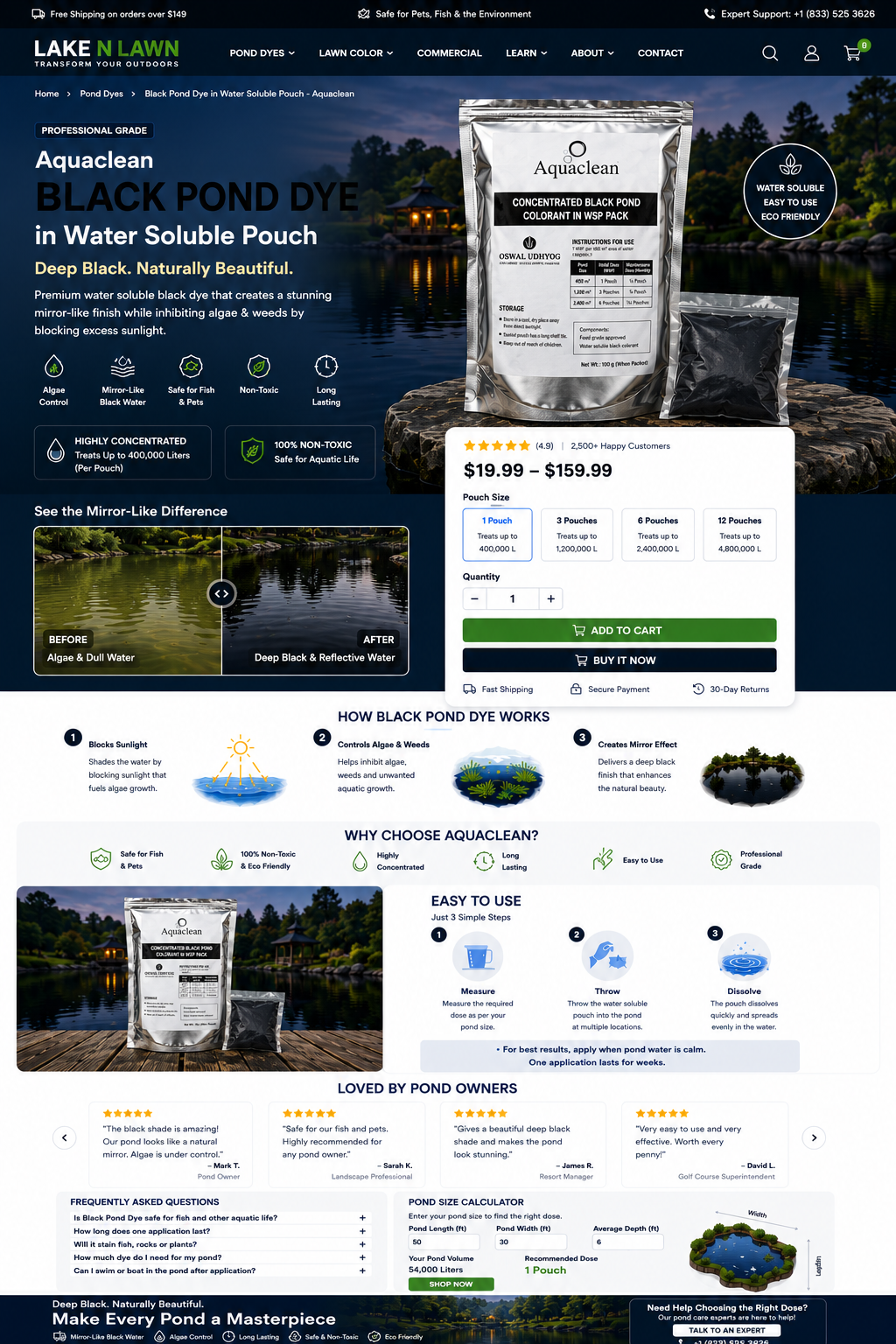 Aquaclean Black WSP Pond Pond Dye for Lakes & Large Ponds