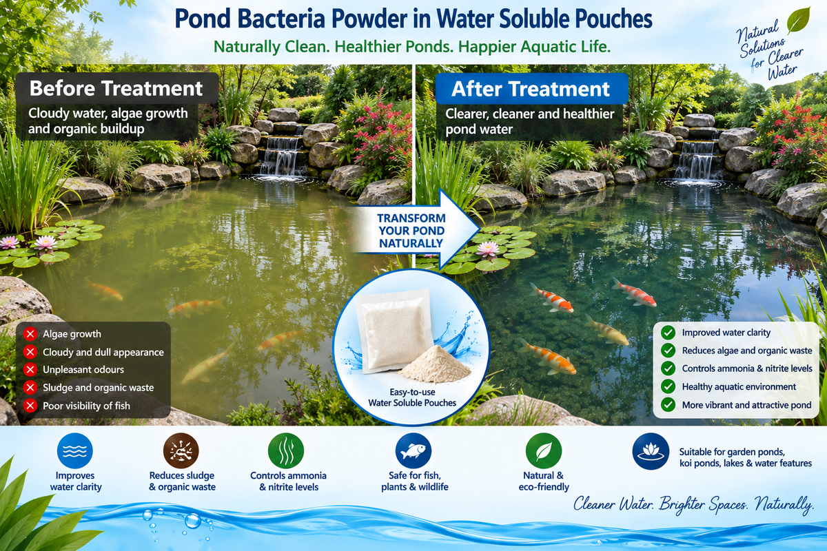 Pond Bacteria Powder in Water Soluble Pouches